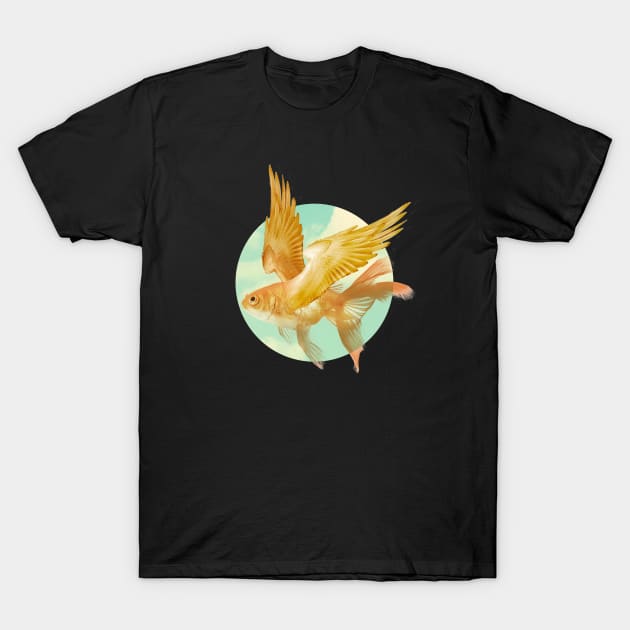 Flying Goldfish #2 T-Shirt by Vin Zzep